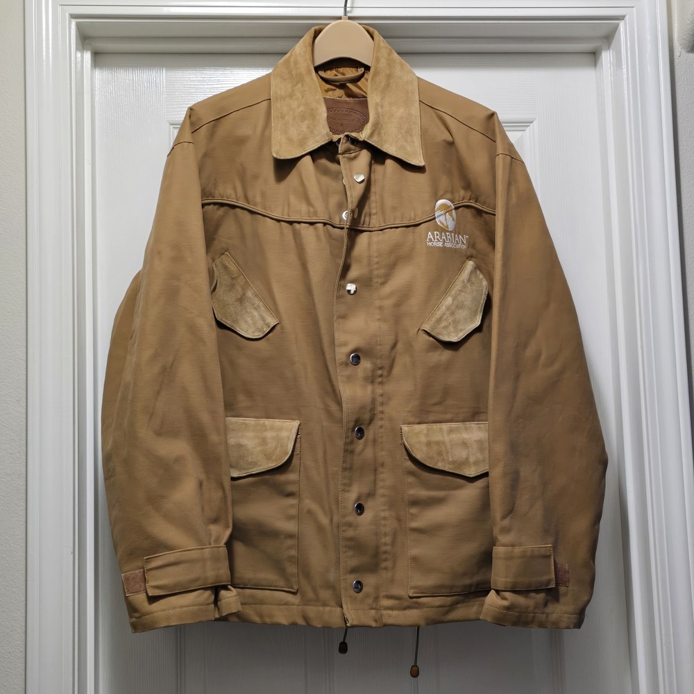 VTG CARROLL Original Wear Arabian Horse Association Canvas Leather Jacket Mens L